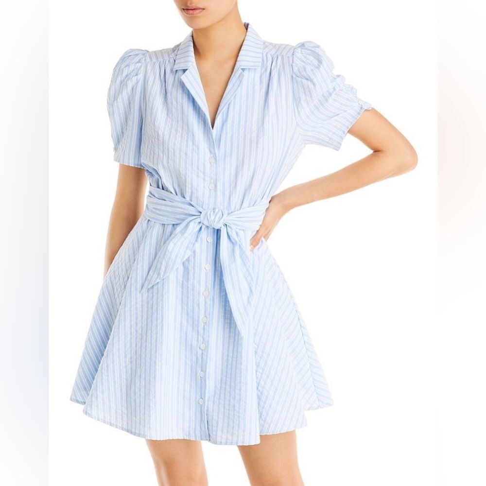 AQUA Striped Shirt Dress